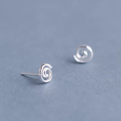 Spiral Stud Earrings Female Korean Style Copper Plated Silver-Jewearrings