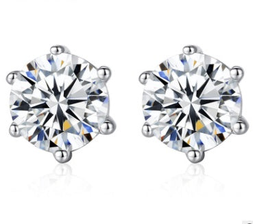 S925 Silver Hearts & Arrows Zircon Silver Stud Earrings-Jewearrings