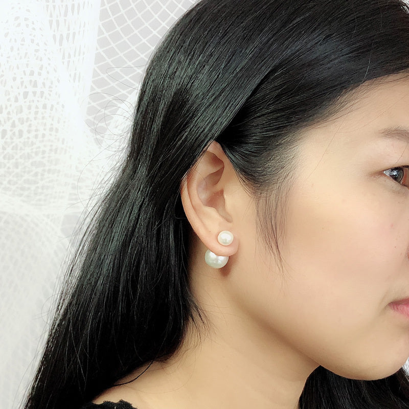 Women's Natural Freshwater Round Pearl Earrings-Jewearrings