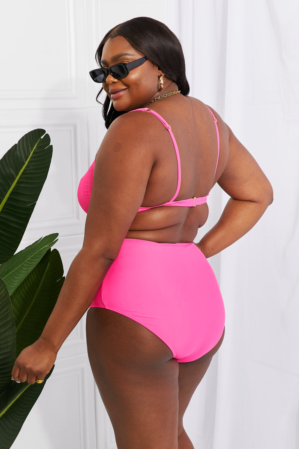 Marina West Swim Take A Dip Twist High-Rise Bikini in Pink-Jewearrings