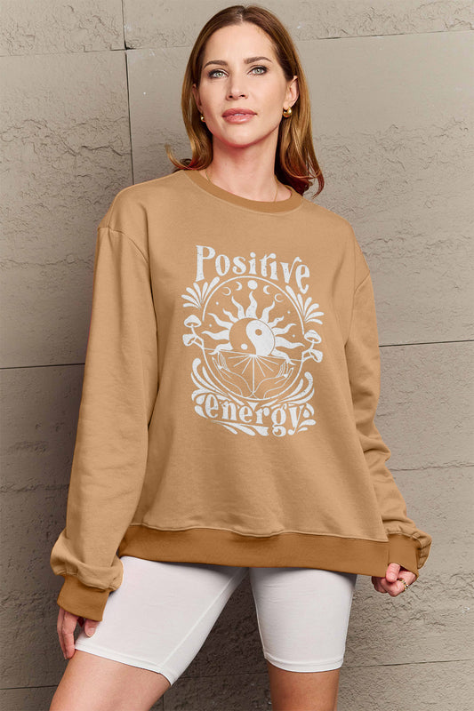 Simply Love Full Size POSITIVE ENERGY Graphic Sweatshirt-Jewearrings