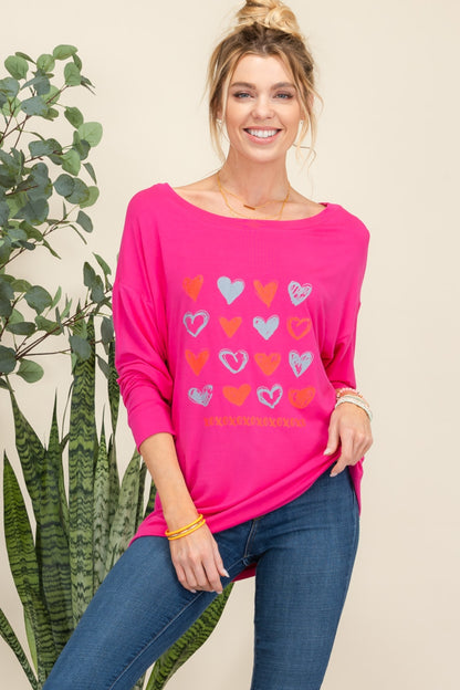 Celeste Full Size Heart Graphic Long Sleeve T-Shirt-Jewearrings