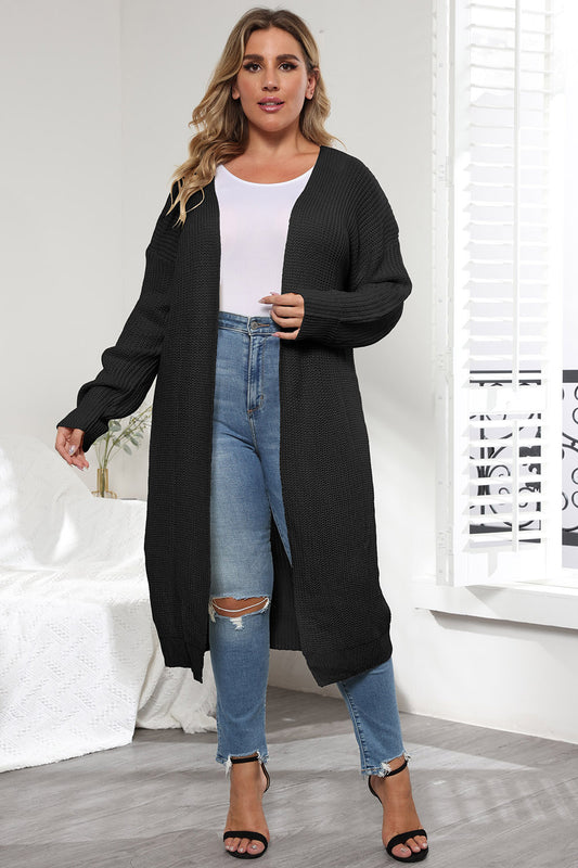 Plus Size Open Front Long Sleeve Cardigan-Jewearrings