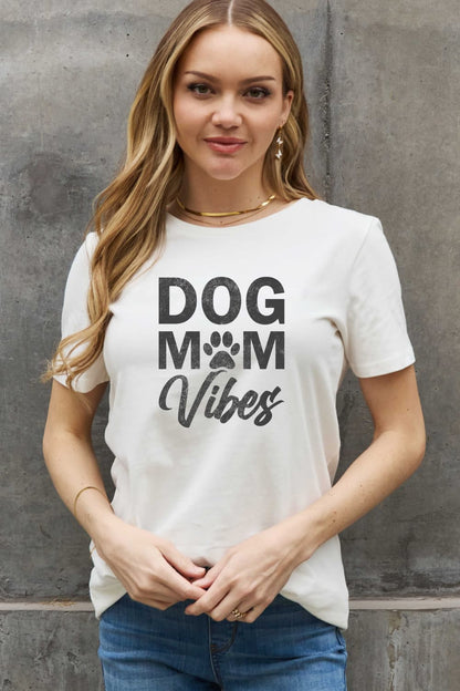 Simply Love Full Size DOG MOM VIBES Graphic Cotton Tee-Jewearrings