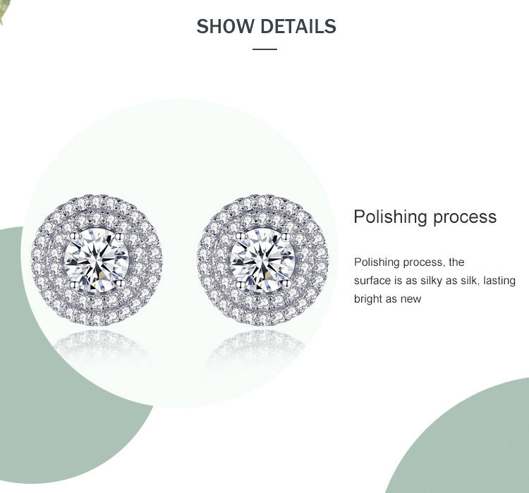 Women's Stylish Round S925 Sterling Silver Stud Earrings-Jewearrings