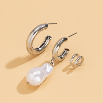 Retro Shaped Water Drop Pearl Earrings Simple-Jewearrings