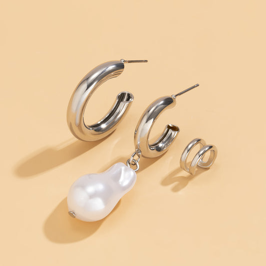 Retro Shaped Water Drop Pearl Earrings Simple-Jewearrings