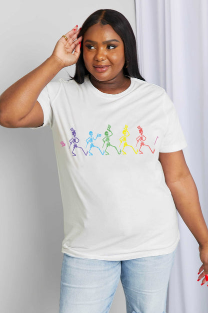 Simply Love Full Size Dancing Skeleton Graphic Cotton Tee-Jewearrings