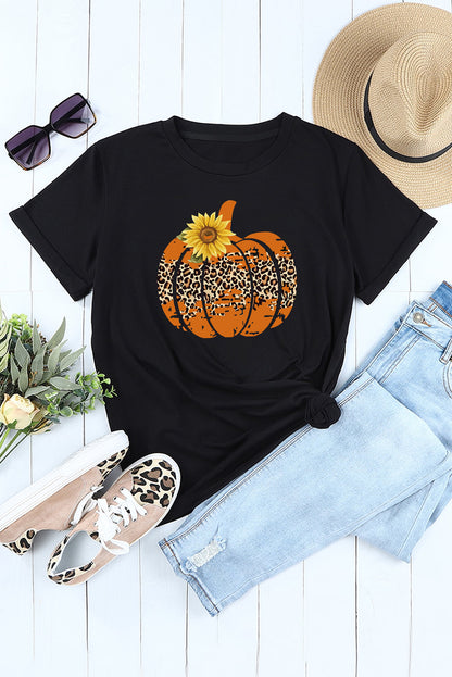 Floral Pumpkin Graphic Tee-Jewearrings