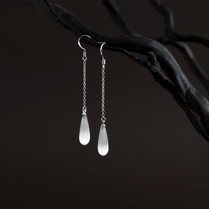 925 Sterling Silver Opal Drop Earrings-Jewearrings