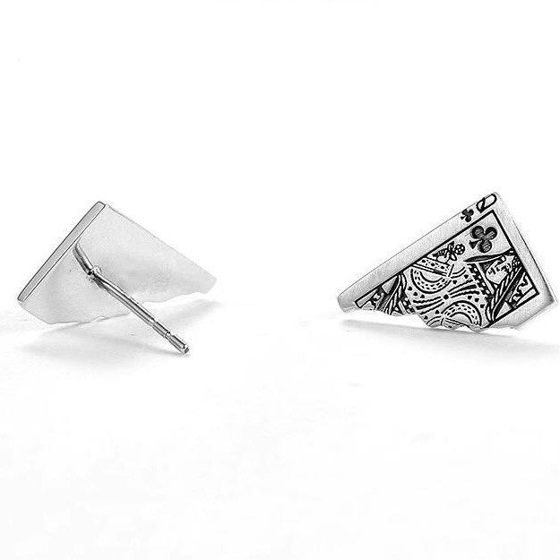 Distressed Poker Stud Earrings Simple Trendy Special-interest Design-Jewearrings