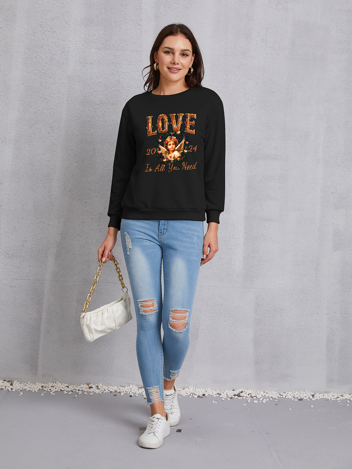 LOVE IS ALL YOU NEED Round Neck Sweatshirt-Jewearrings