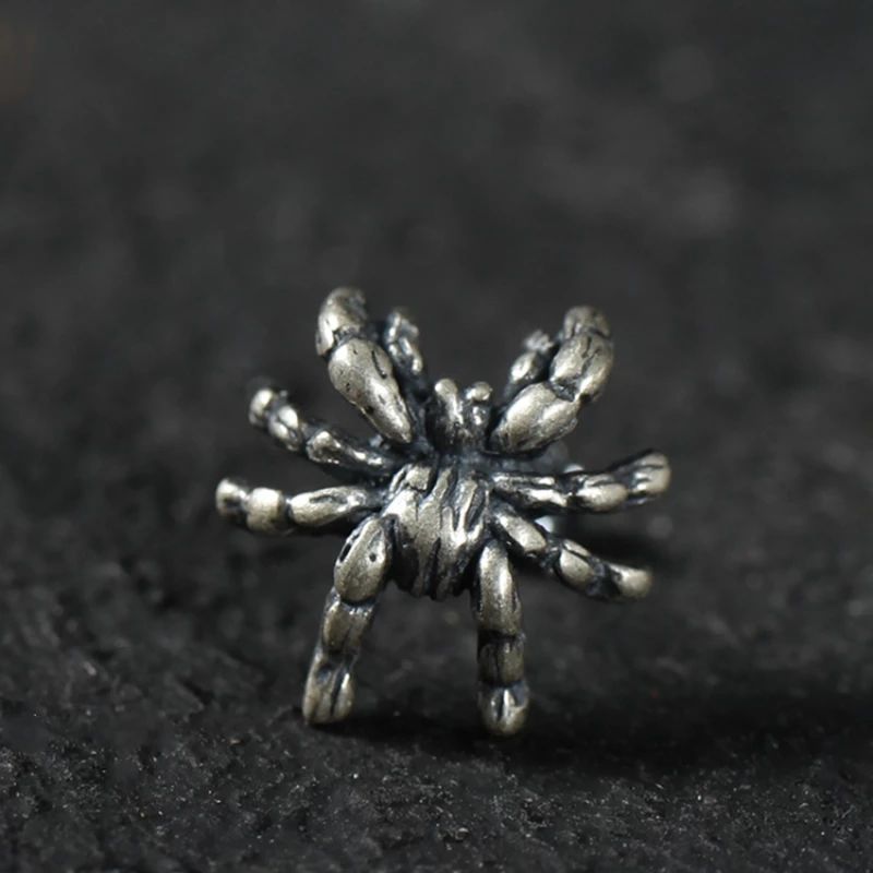 Fashion Personality Retro Silver Horror Spider Stud Earrings-Jewearrings