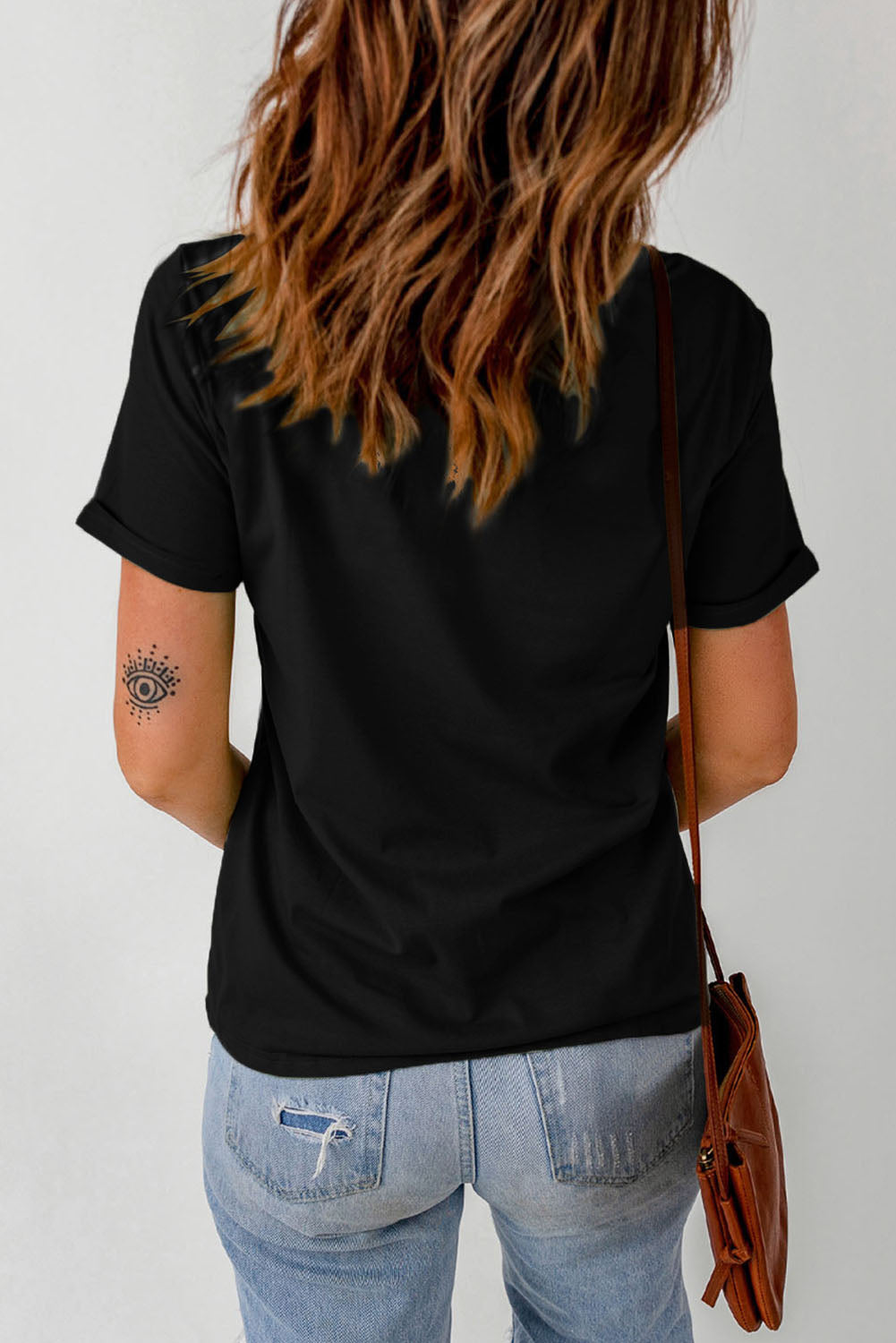 Graphic Cuffed Sleeve T-Shirt-Jewearrings