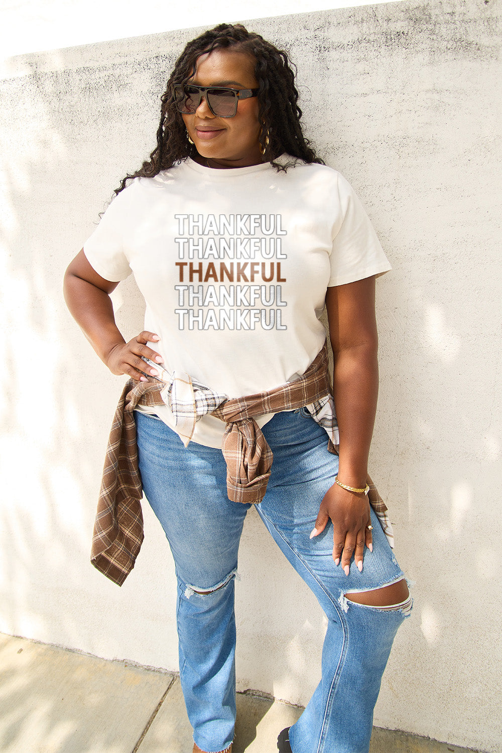 Simply Love Full Size THANKFUL Short Sleeve T-Shirt-Jewearrings