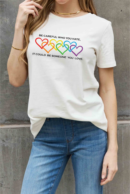 Simply Love Full Size Heart Slogan Graphic Cotton Tee-Jewearrings