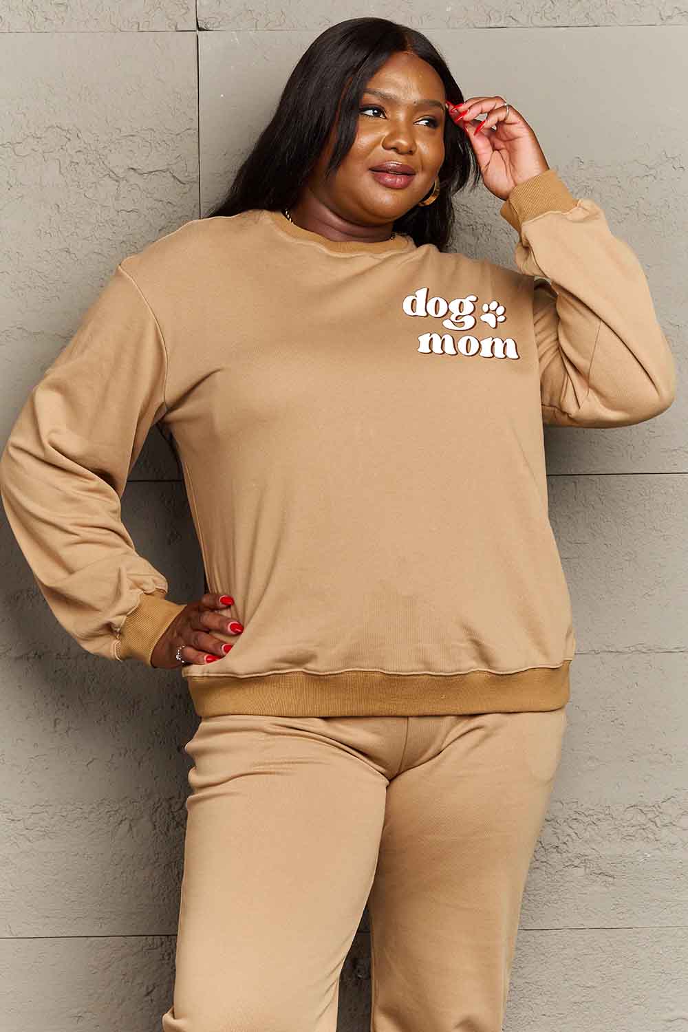 Simply Love Simply Love Full Size Round Neck Dropped Shoulder DOG MOM Graphic Sweatshirt-Jewearrings