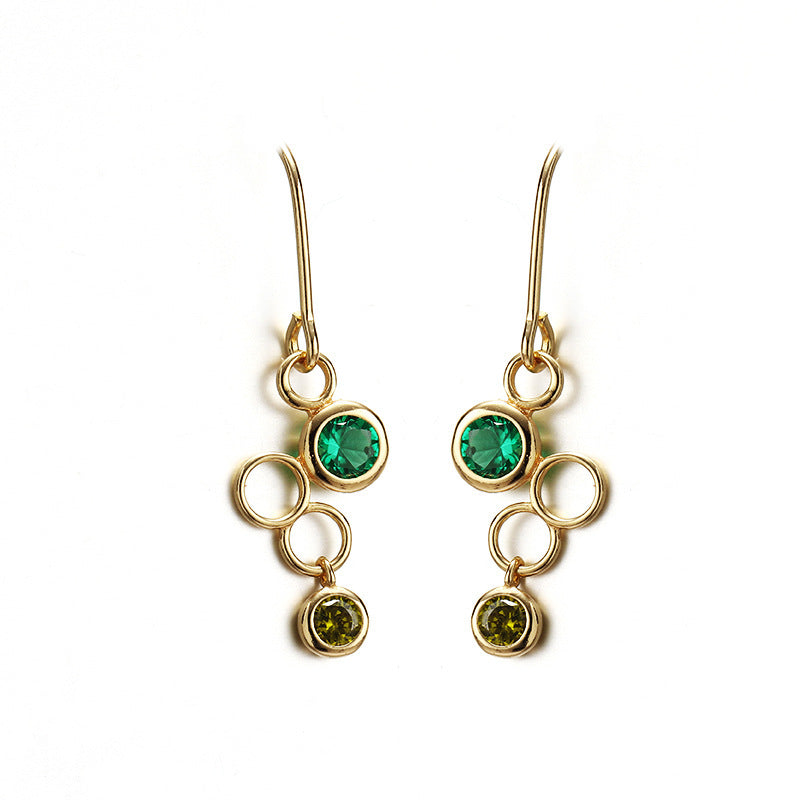 Women's Sterling Silver Green Bubble Earrings-Jewearrings