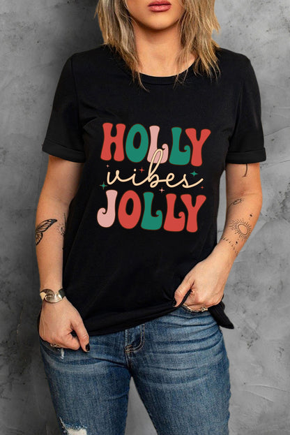 HOLLY JOLLY Graphic Short Sleeve T-Shirt-Jewearrings