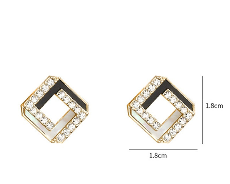 S925 Silver Needle Temperament Simple Mother-of-pearl Micro-inlaid Zircon Earrings-Jewearrings