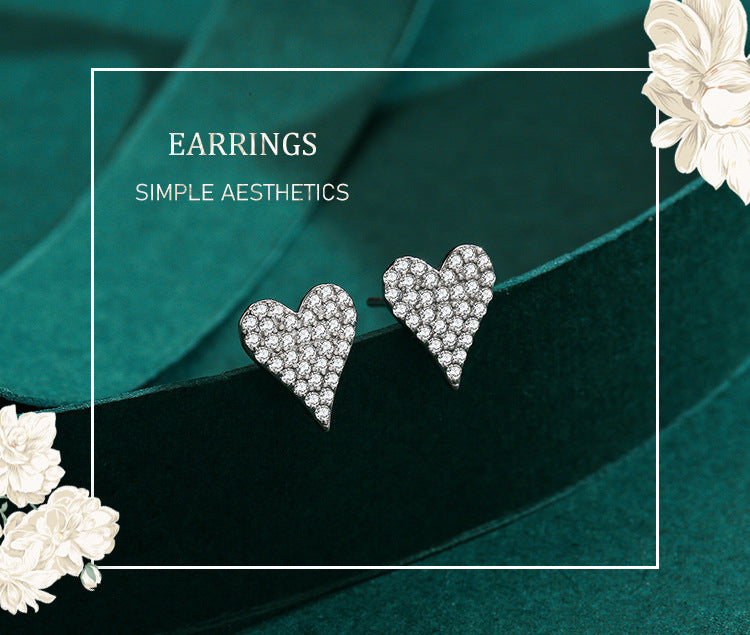 S925 Sterling Silver Full Of Diamonds Romantic Love Earrings-Jewearrings