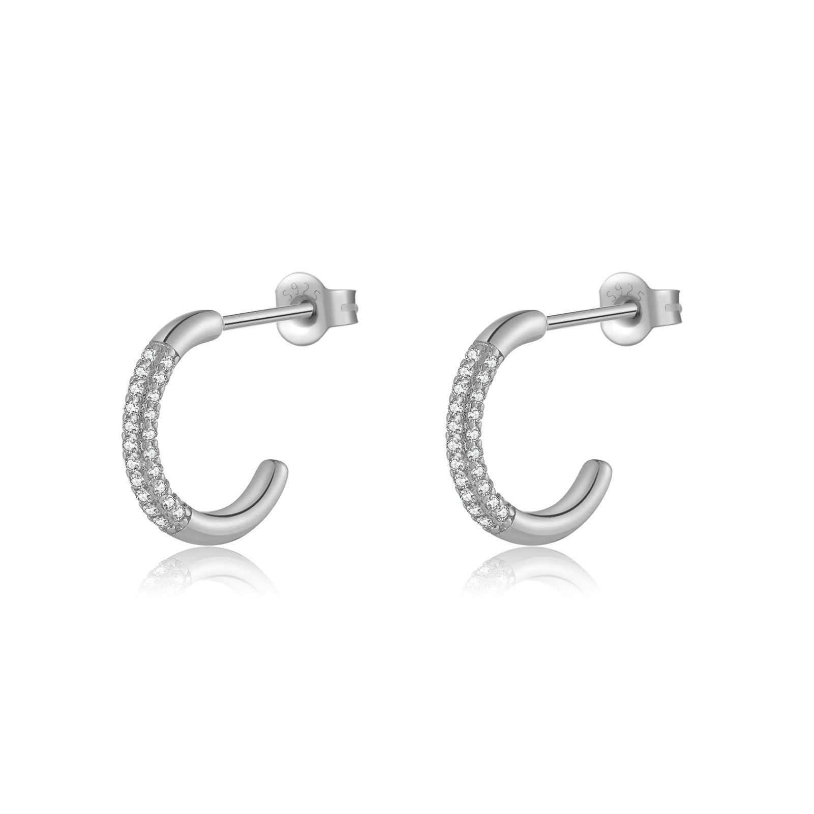 Retro Simple All-match Sterling Silver Rhinestone Earrings-Jewearrings