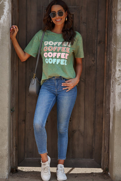 COFFEE Graphic Round Neck Tee-Jewearrings