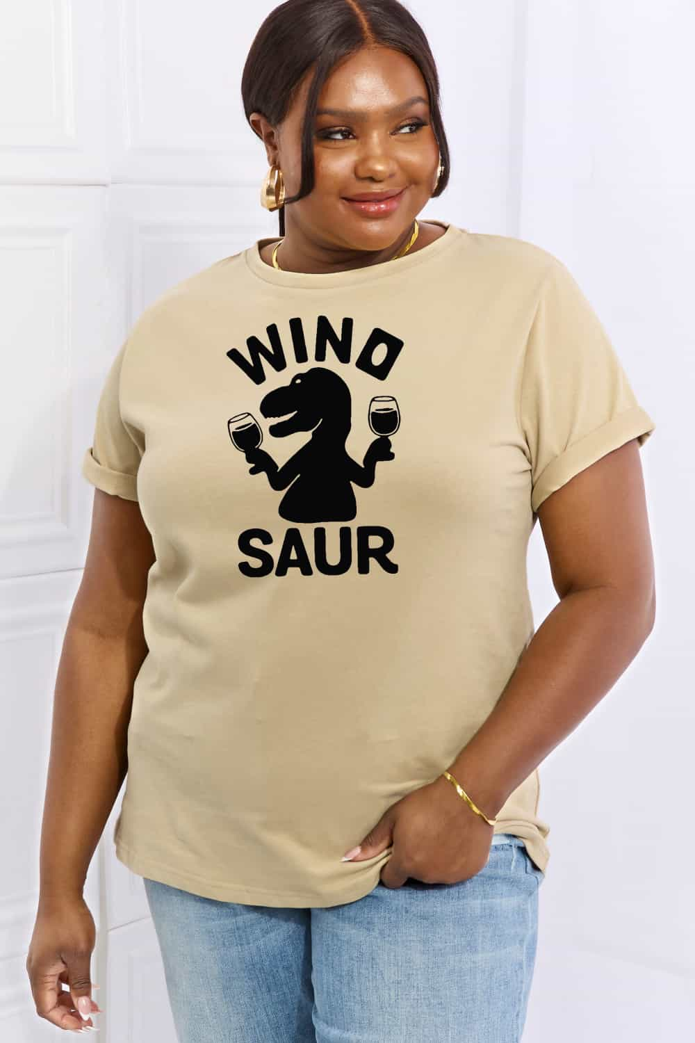 Simply Love Full Size WINOSAUR Graphic Cotton T-Shirt-Jewearrings