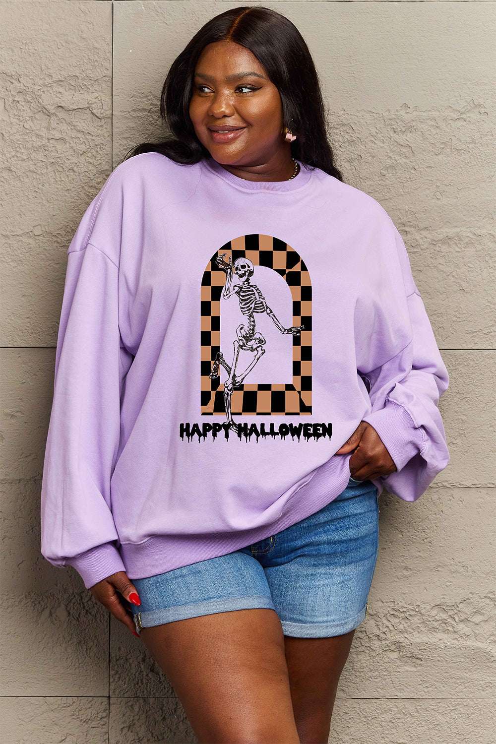 Simply Love Full Size HAPPY HALLOWEEN Graphic Sweatshirt-Jewearrings