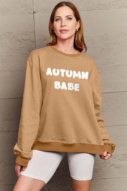 Simply Love Full Size AUTUMN BABE Graphic Sweatshirt-Jewearrings