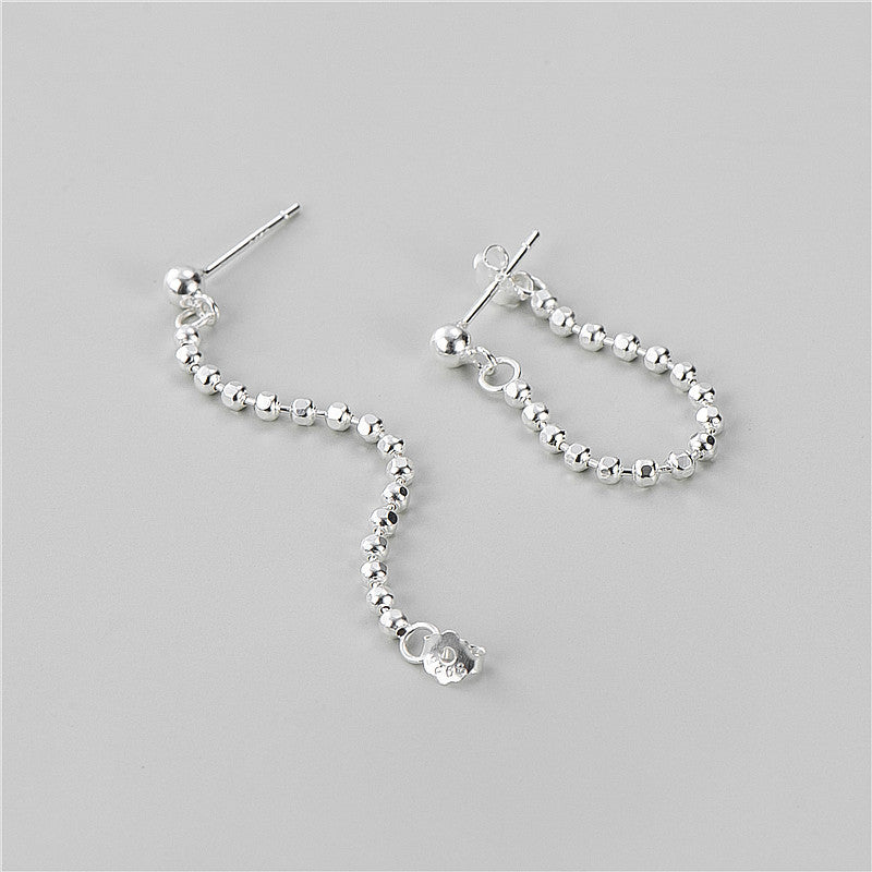 Sterling Silver Faceted Ball Chain Back Stud Earrings-Jewearrings