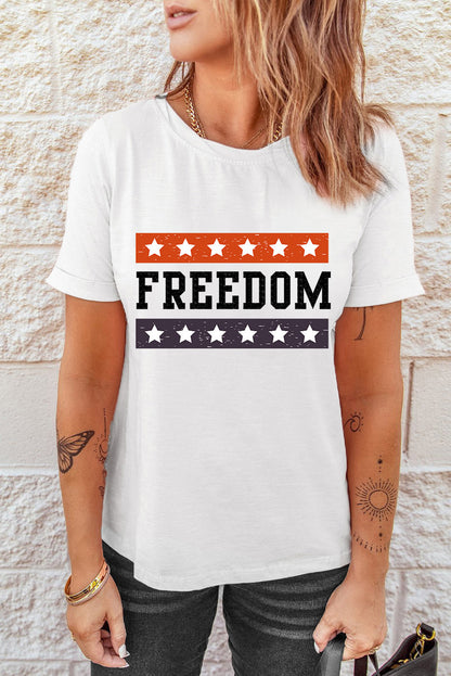 FREEDOM Graphic Cuffed Sleeve Tee-Jewearrings