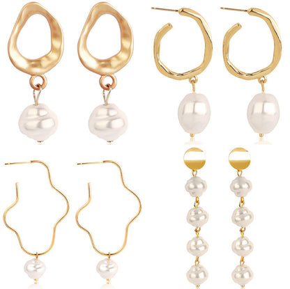 Ladies European And American Pearl Earrings Set Of 4-Jewearrings