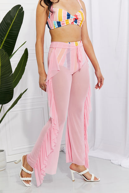 Marina West Swim Take Me To The Beach Mesh Ruffle Cover-Up Pants-Jewearrings