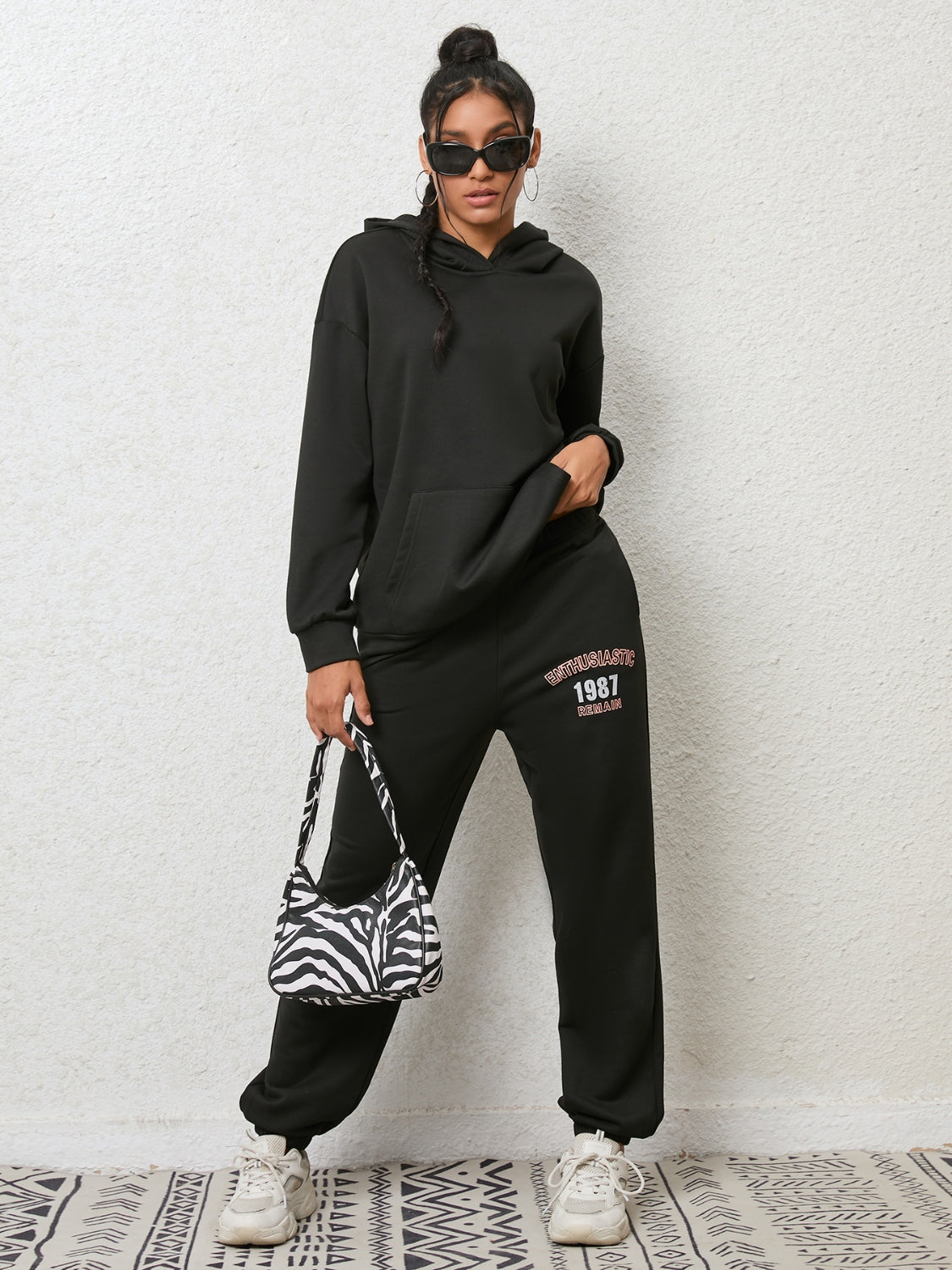 Graphic Hoodie and Sweatpants Set-Jewearrings