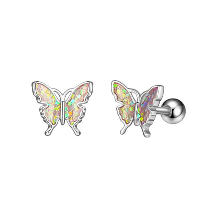 Oil Dripping Butterfly Ear Bone Stud Earrings Piercing Jewelry-Jewearrings