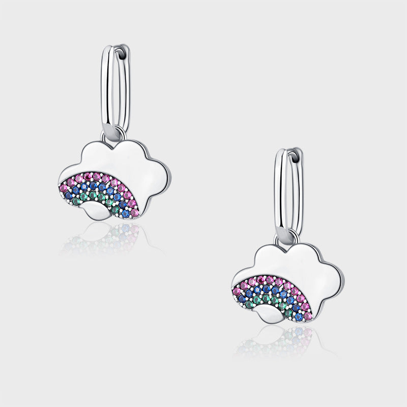 Exotic Style Rainbow Cloud S925 Sterling Silver Small Audience Earrings-Jewearrings