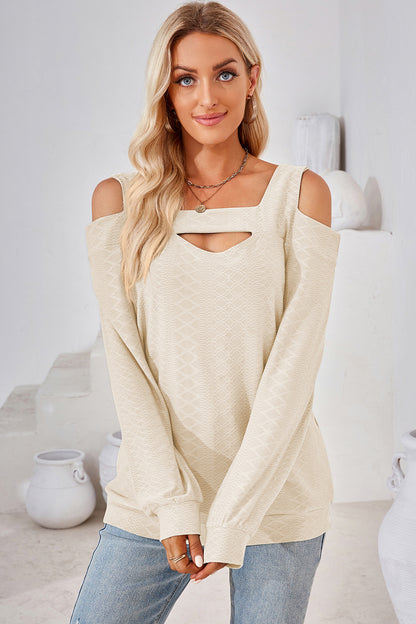 Cutout Square Neck Cold Shoulder T-Shirt-Jewearrings