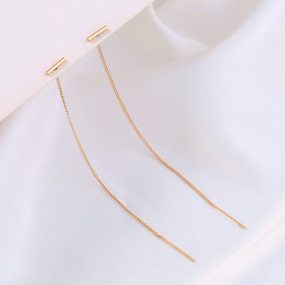 Gold Copper Tube T-tassel Earrings-Jewearrings