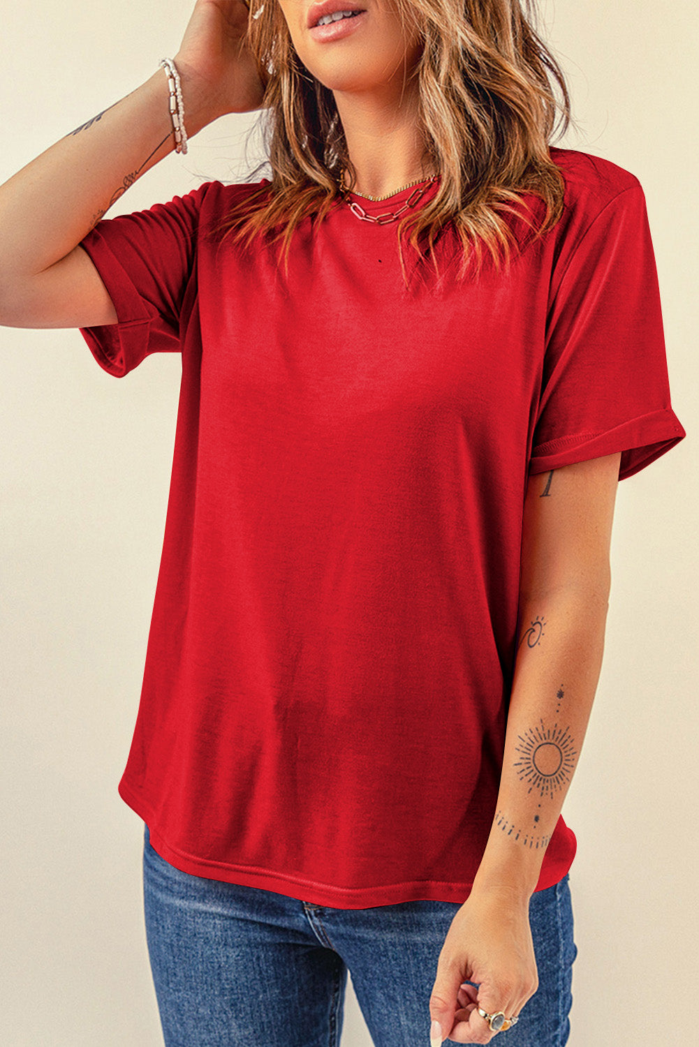 Round Neck Short Sleeve T-Shirt-Jewearrings