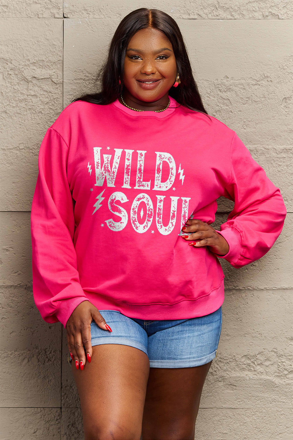 Simply Love Full Size WILD SOUL Graphic Sweatshirt-Jewearrings