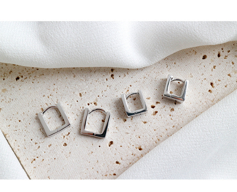 925 Sterling Silver Unique Creative Simple Square Earrings Accessories-Jewearrings