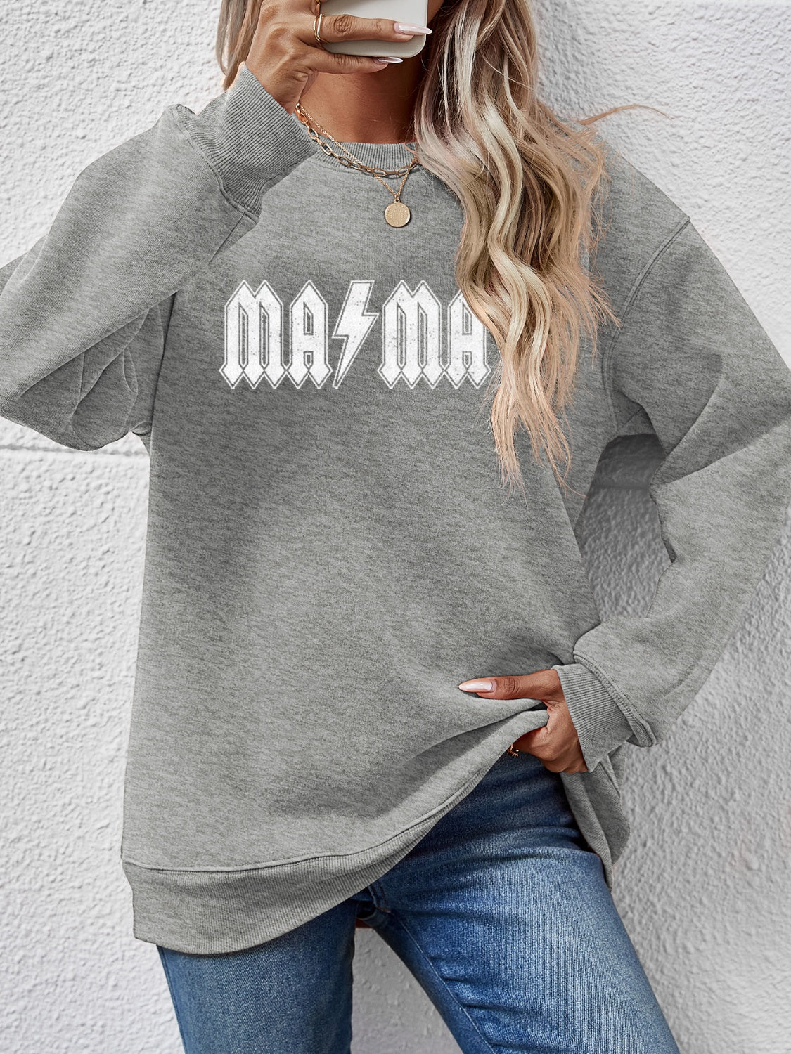 Letter Graphic Dropped Shoulder Sweatshirt-Jewearrings