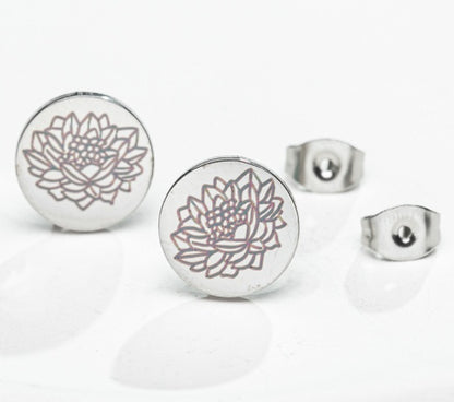 Fashion Animal Flower Etched Stud Earrings-Jewearrings