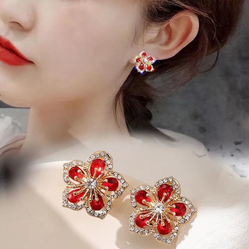 925 Silver Needle Temperament Sweet Earrings Small Delicate Flowers-Jewearrings