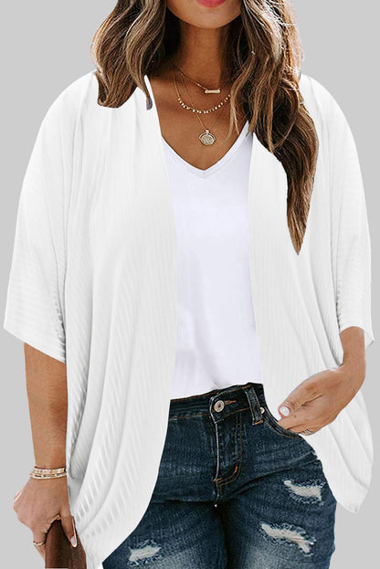 Plus Size Ribbed Cocoon Cover Up-Jewearrings