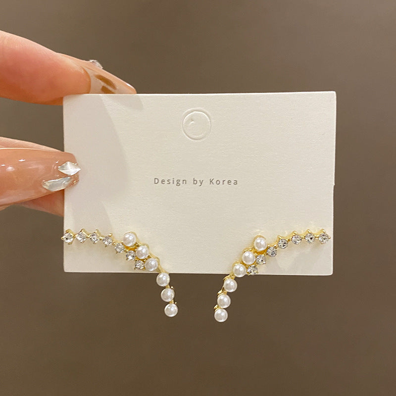 Niche Design Light Luxury Temperament Goddess Artificial Pearl Earrings-Jewearrings