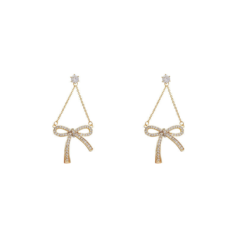 Women's Silver Pin Simple Bowknot Earrings-Jewearrings