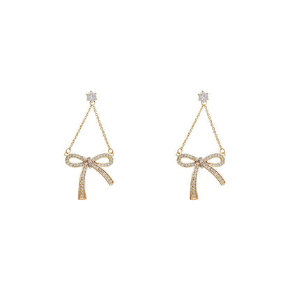 Women's Silver Pin Simple Bowknot Earrings-Jewearrings