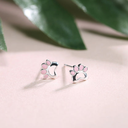 Korean Style Simple Sterling Silver Cute Cat Claw Earrings-Jewearrings